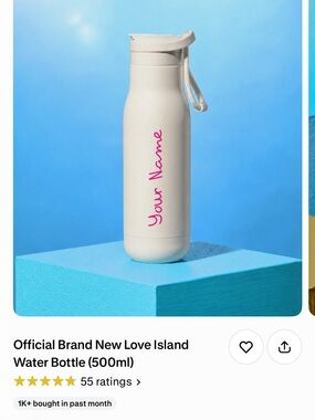 Gemma Love Island Water Bottle Pink Text